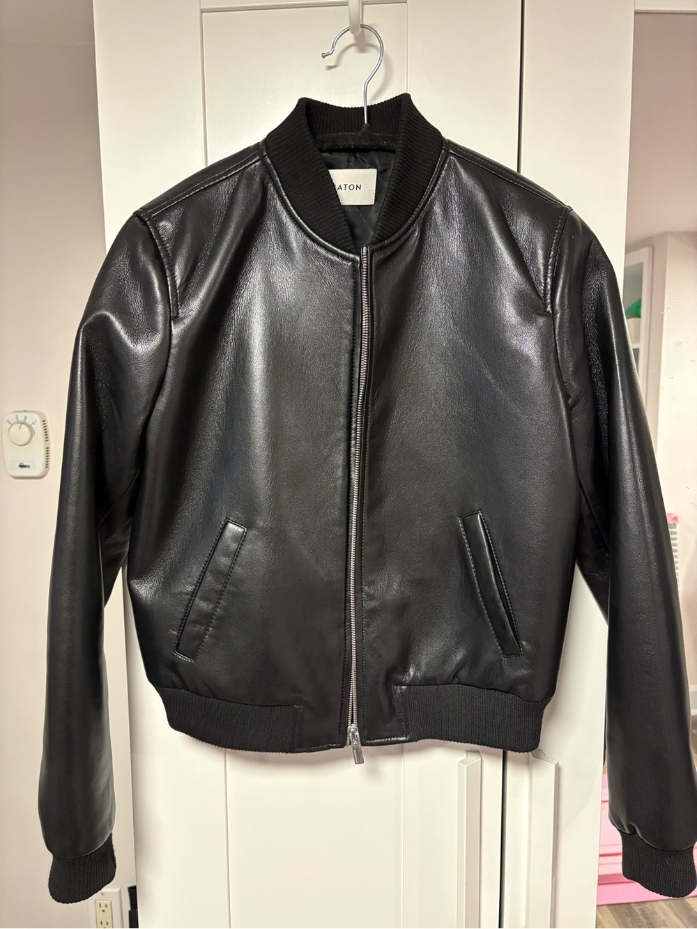 Babaton Black Leather Bomber Jacket